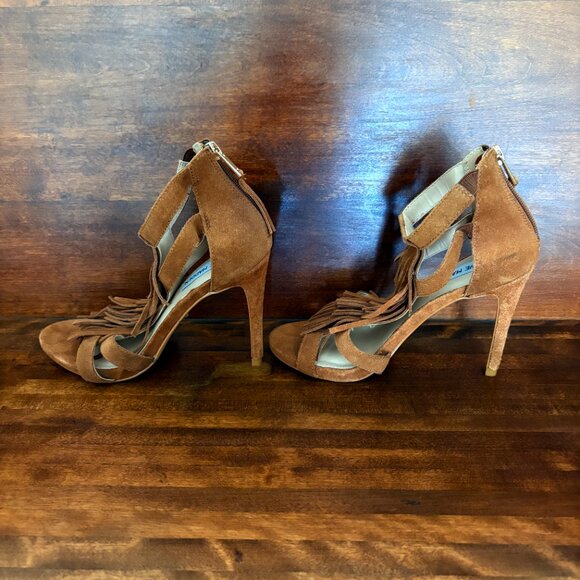 STEVE MADDEN Women's Brijett Brown Suede Leather High Heels Sandals Size 7 - Picture 4 of 8